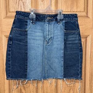 Pacsun Patchwork Two-Tone Denim Mini Skirt - Women